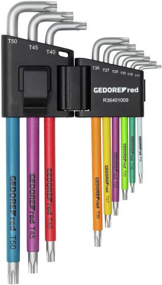 Gedore red R36401009 Winkelschraubendreher-Satz TX T10-T50 9-teilig mit Farbcodierung