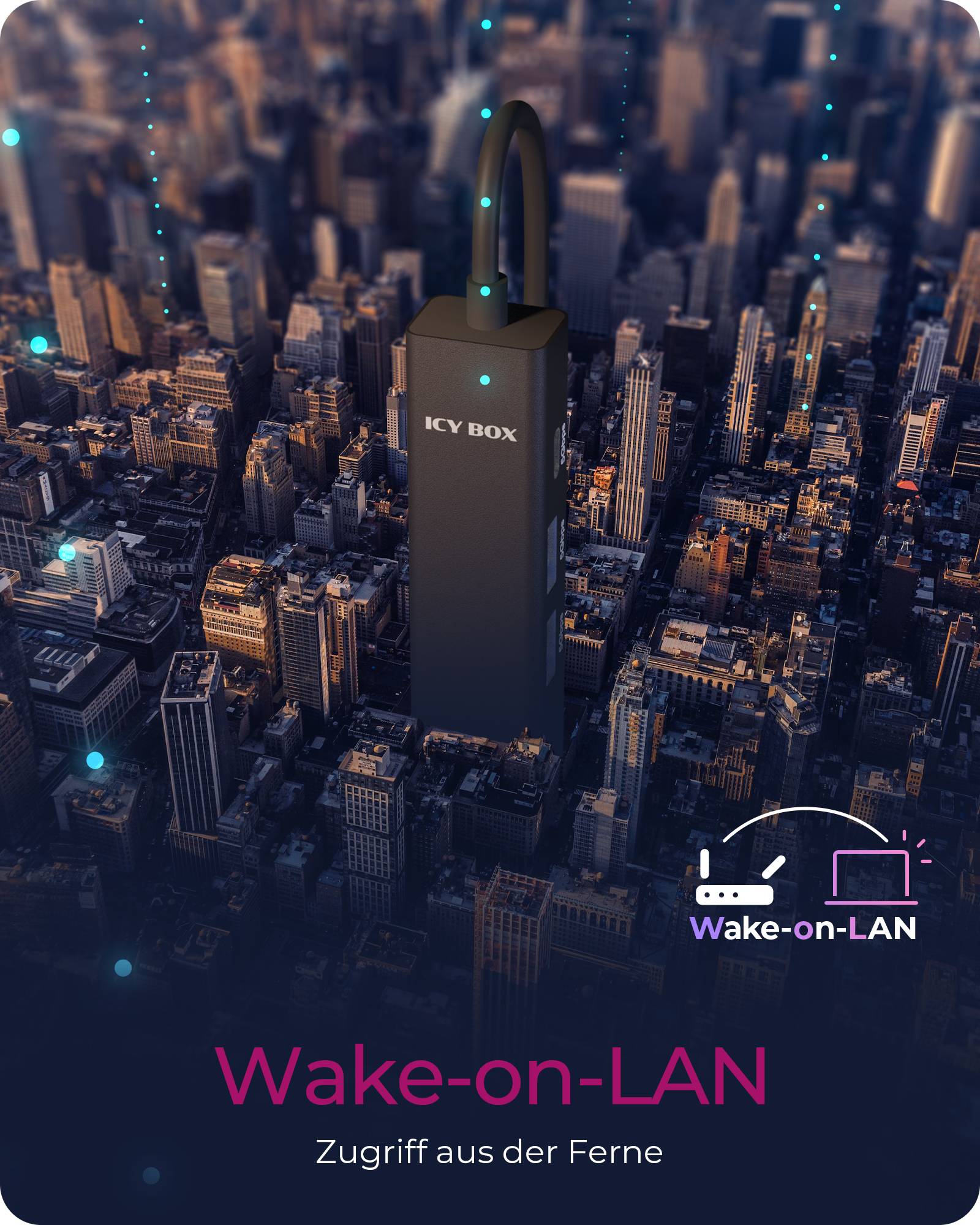 Adapter USB3.2 Gen1 Hub Gigabit LAN 4-in-1