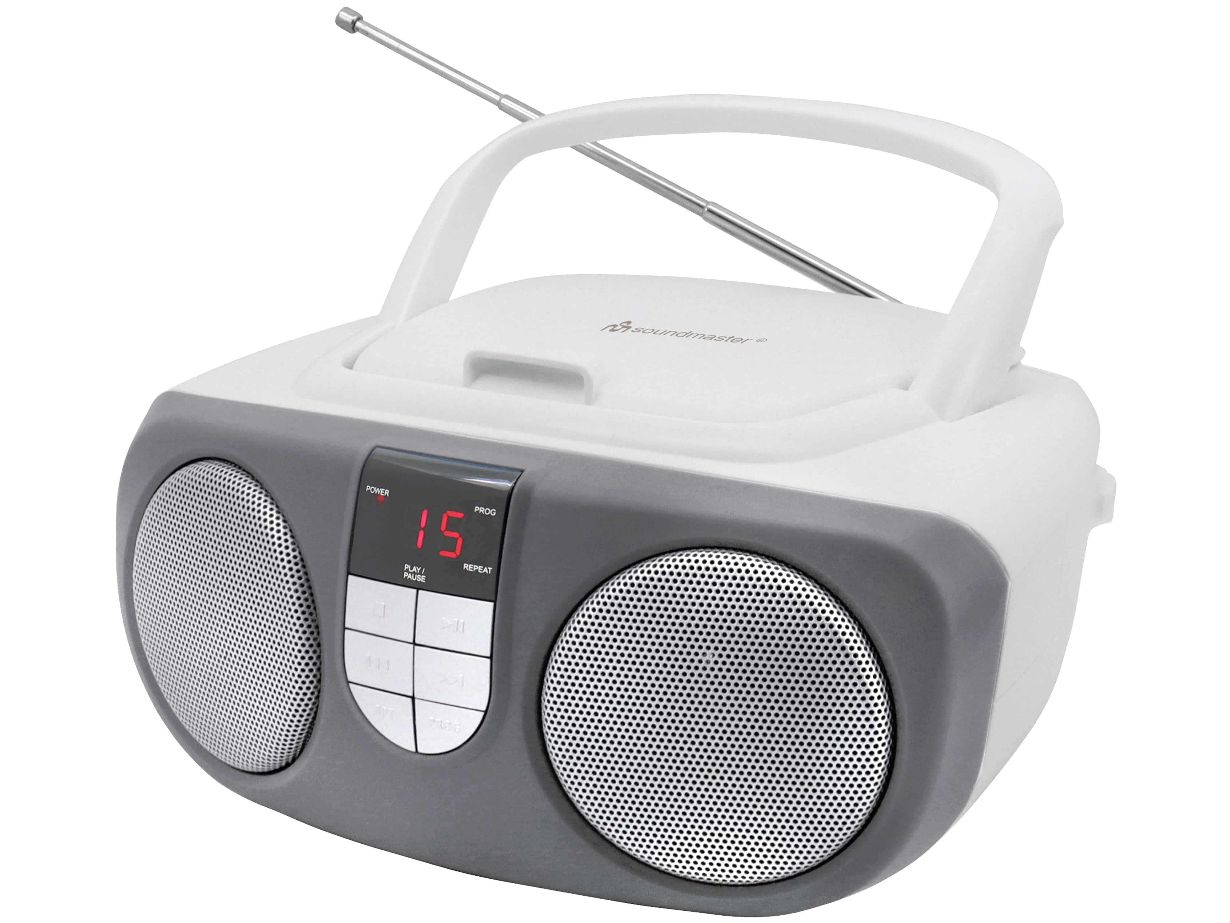 soundmaster SCD1400WE Tragbarer CD-Player silber, weiß SCD1400WE