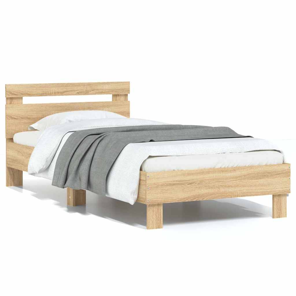 vidaXL Bettgestell ohne Matratze mit Kopfteil Sonoma-Eiche 75x190 cm
