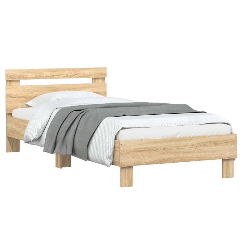 vidaXL Bettgestell ohne Matratze mit Kopfteil Sonoma-Eiche 75x190 cm