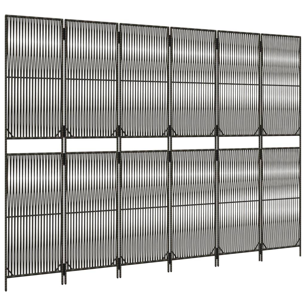 vidaXL Paravent 6-tlg. Grau Poly Rattan
