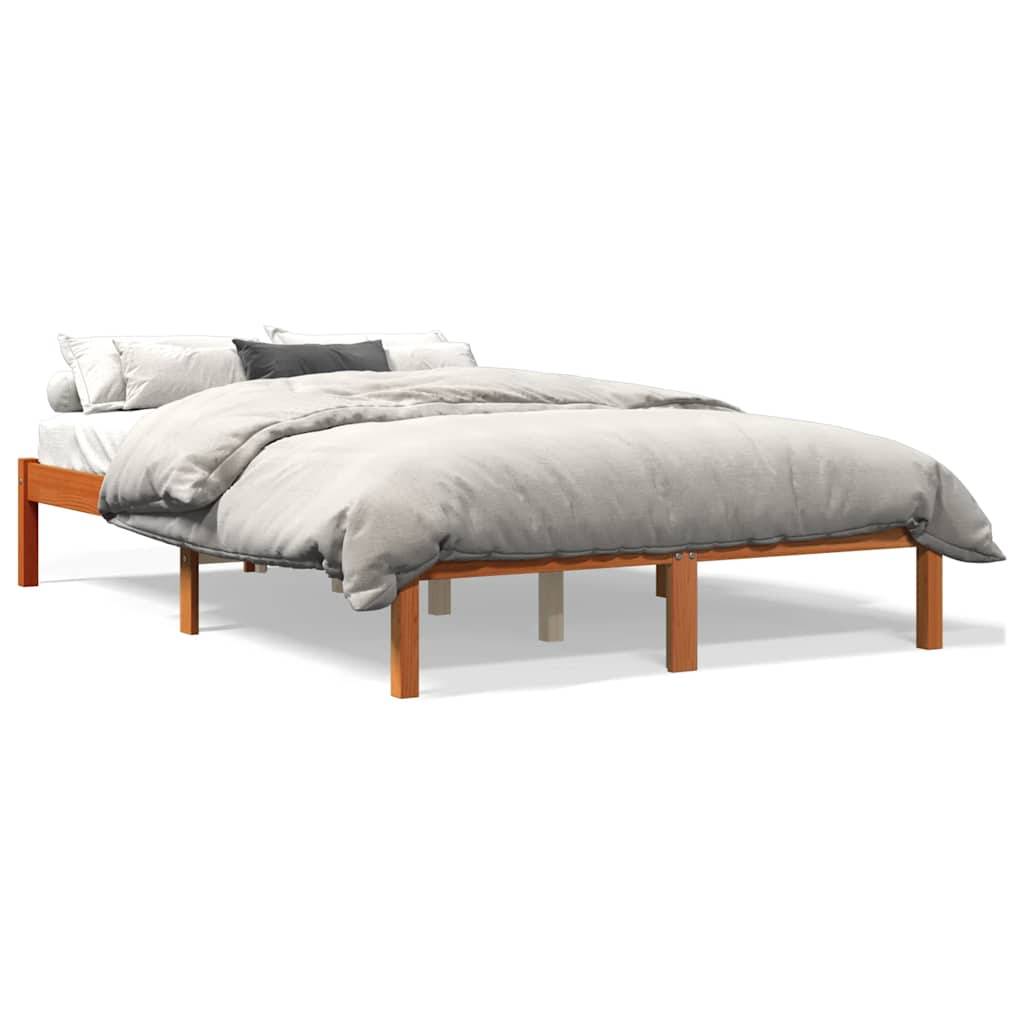 vidaXL Massivholzbett ohne Matratze Wachsbraun 140x200 cm Kiefernholz