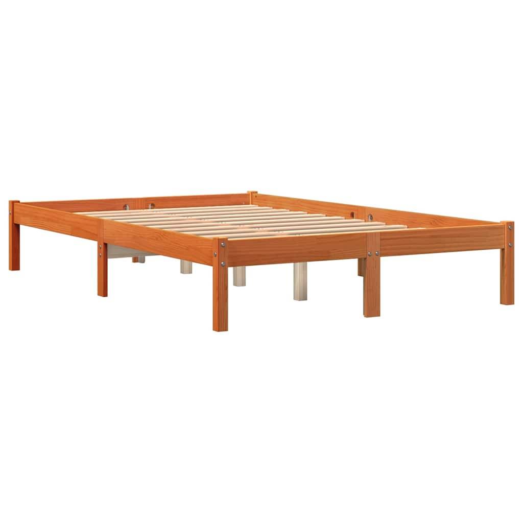 vidaXL Massivholzbett ohne Matratze Wachsbraun 140x200 cm Kiefernholz
