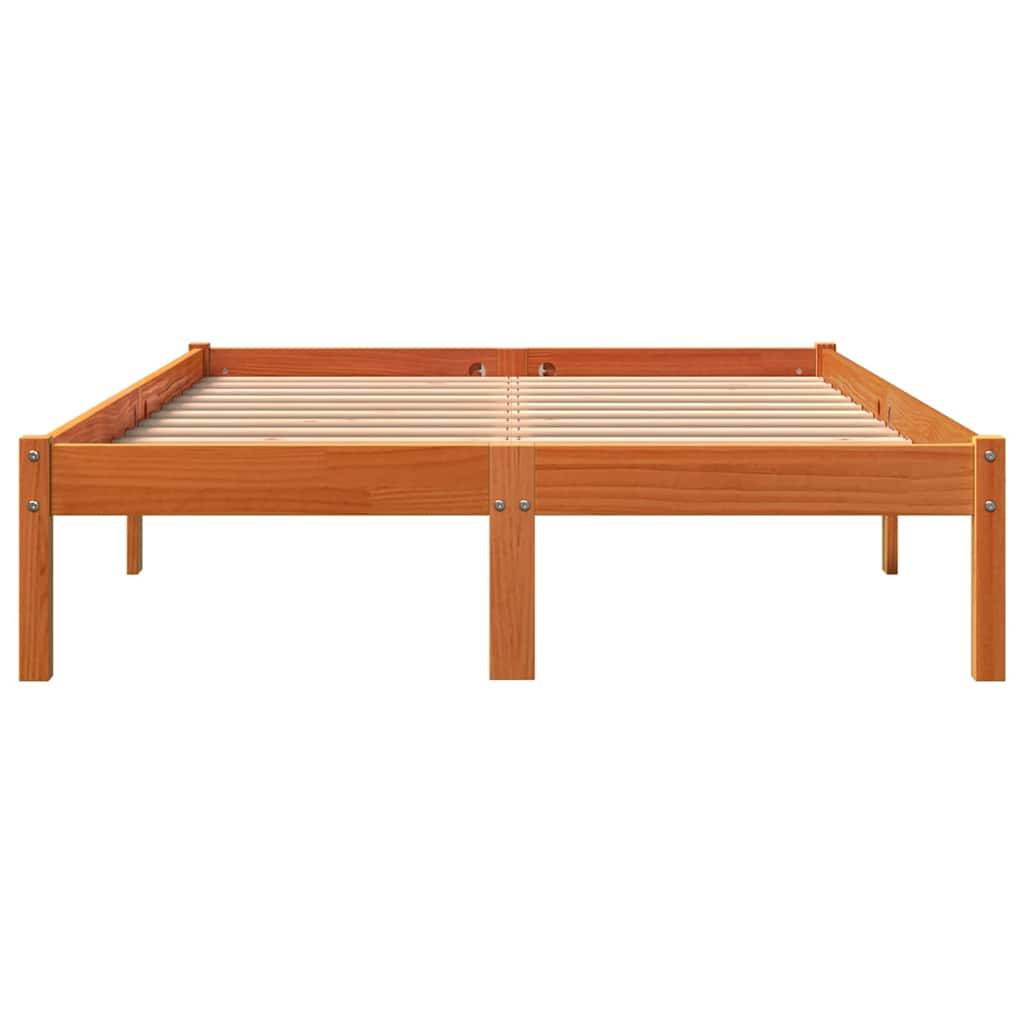 vidaXL Massivholzbett ohne Matratze Wachsbraun 140x200 cm Kiefernholz