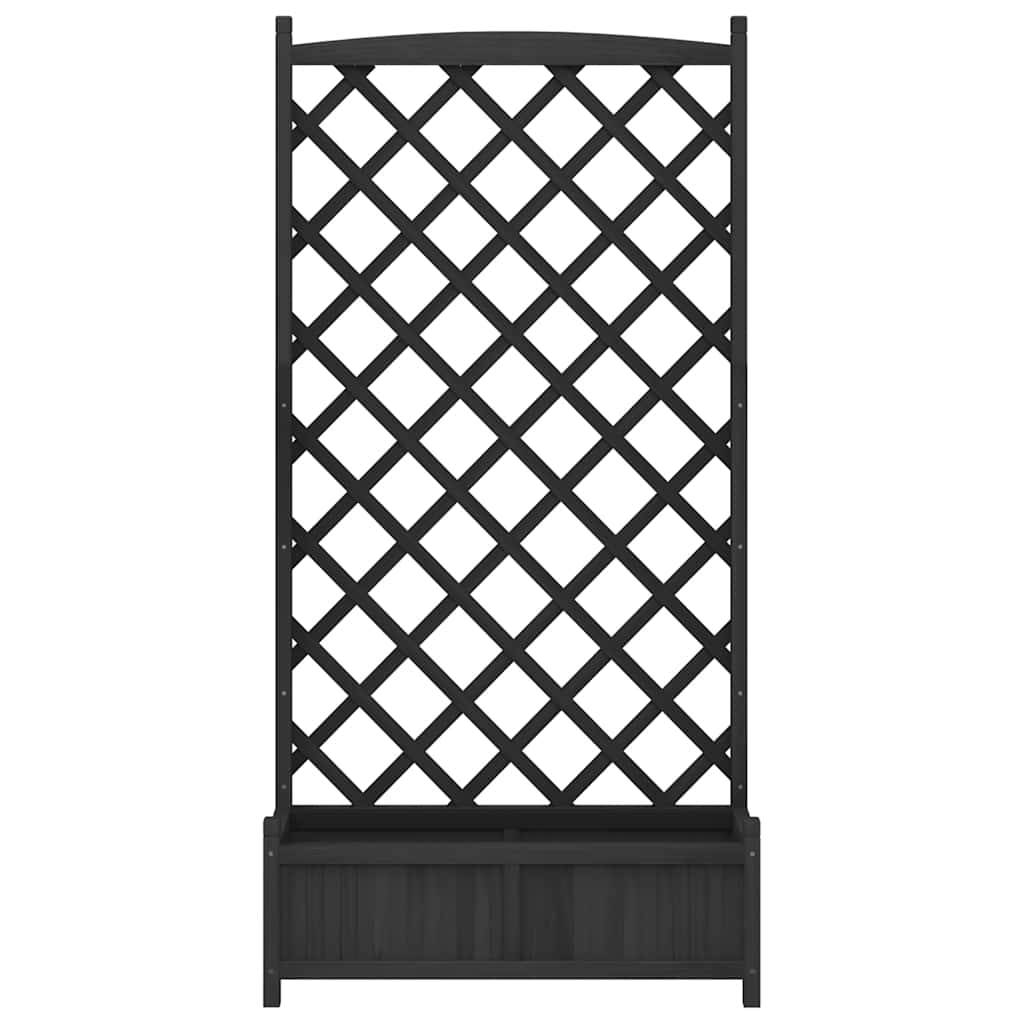 vidaXL Pflanzkübel mit Spalier Schwarz Massivholz Tanne