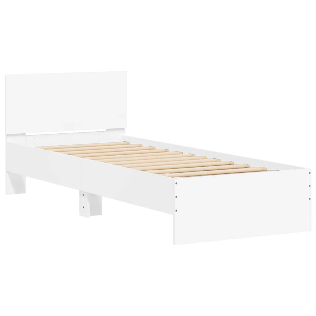 vidaXL Bettgestell mit Kopfteil Weiß 75x190 cm Holzwerkstoff