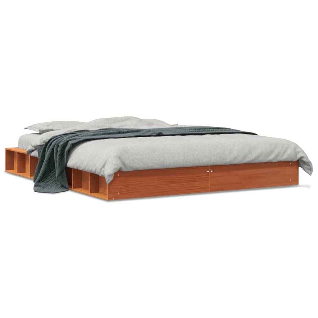 vidaXL Massivholzbett ohne Matratze Wachsbraun 150x200 cm Kiefernholz