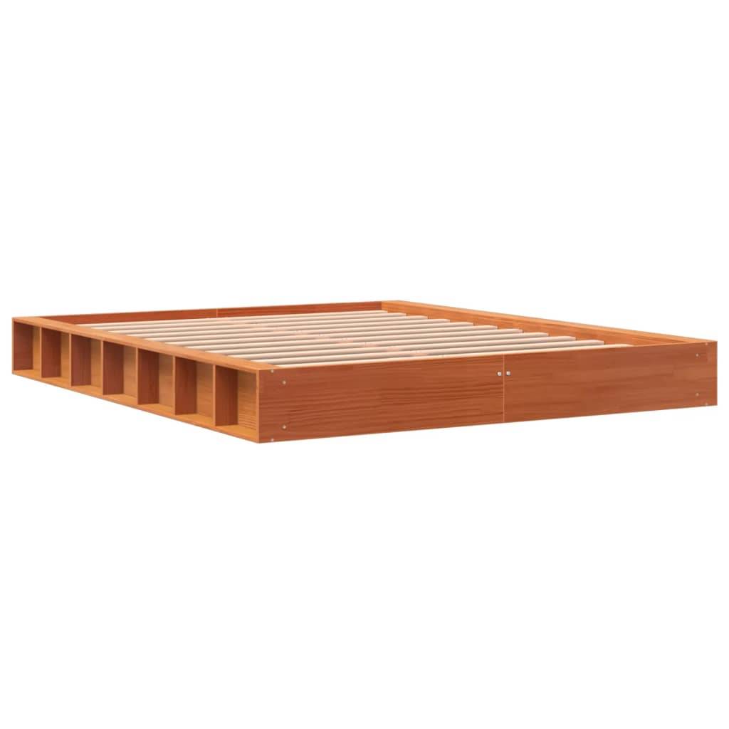 vidaXL Massivholzbett ohne Matratze Wachsbraun 150x200 cm Kiefernholz