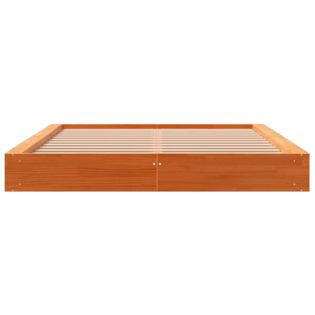 vidaXL Massivholzbett ohne Matratze Wachsbraun 150x200 cm Kiefernholz