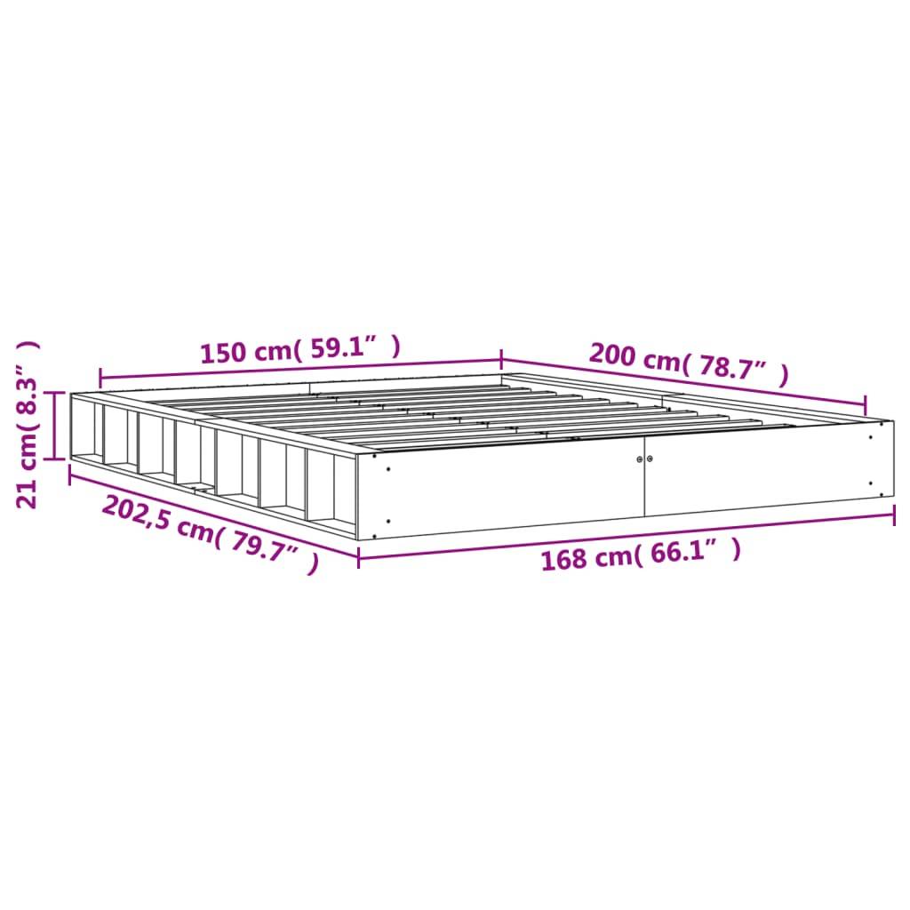 vidaXL Massivholzbett ohne Matratze Wachsbraun 150x200 cm Kiefernholz