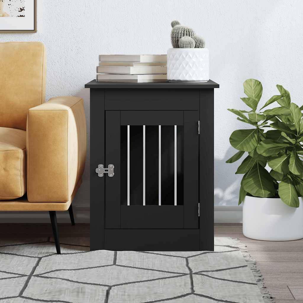 vidaXL Hundekäfig im Möbelstil Schwarz 55x80x68 cm Holzwerkstoff