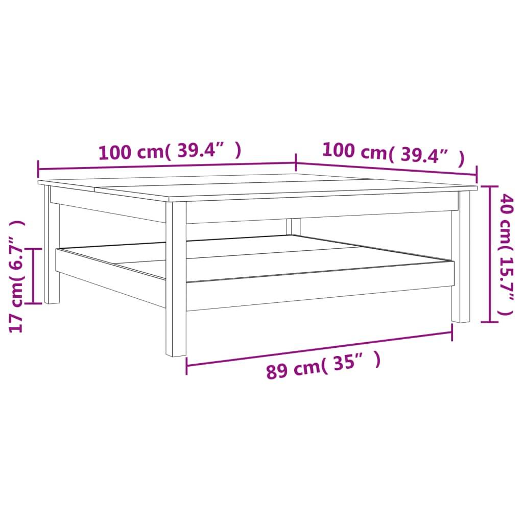 vidaXL Couchtisch Wachsbraun 100x100x40 cm Massivholz Kiefer