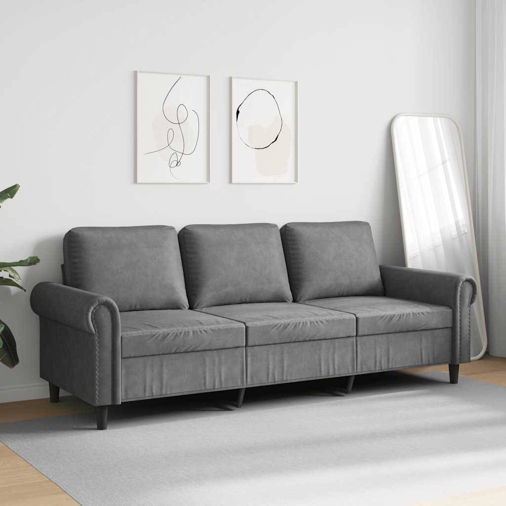 vidaXL 3-Sitzer-Sofa Dunkelgrau 180 cm Samt