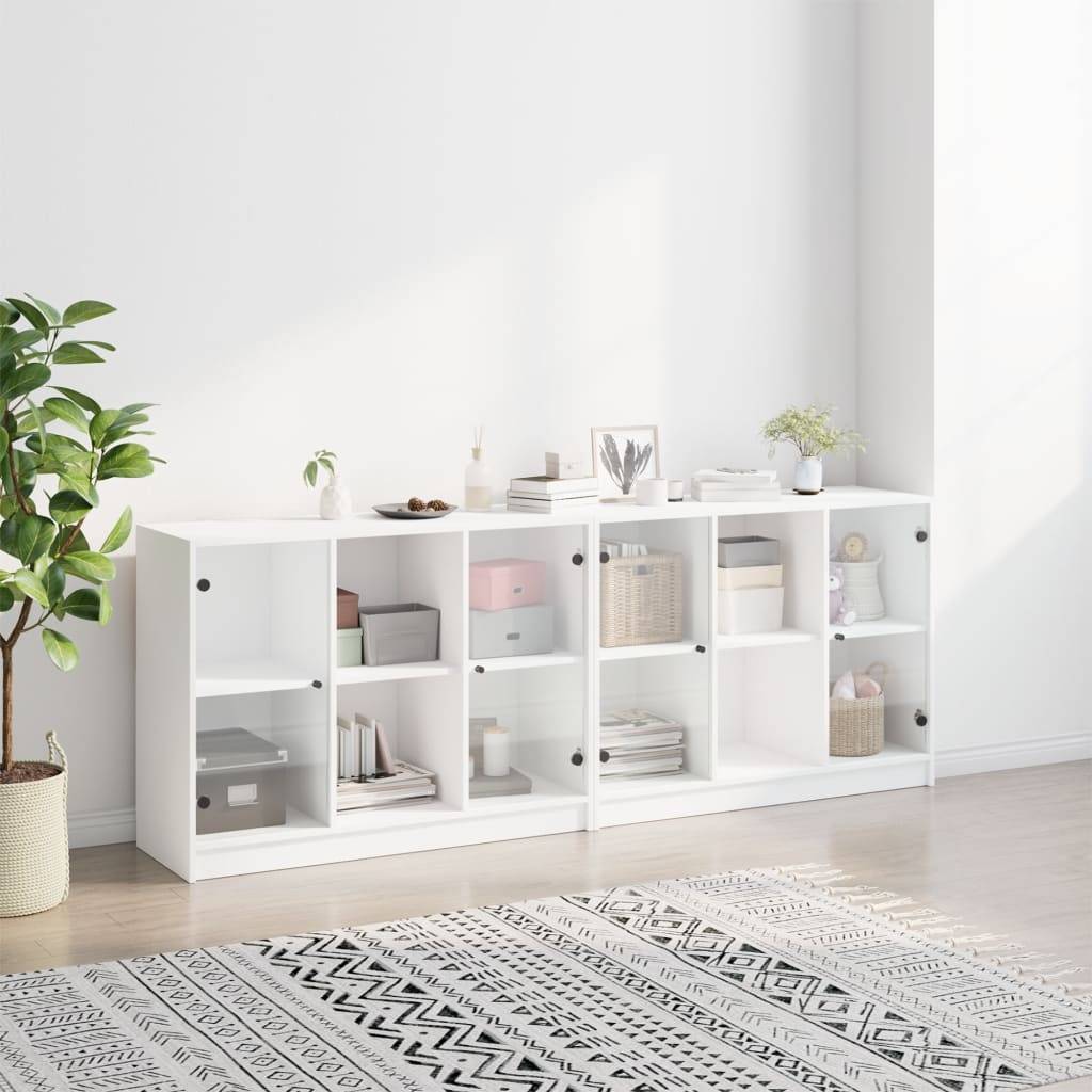 vidaXL Bücherschrank mit Türen Weiß 204x37x75 cm Holzwerkstoff