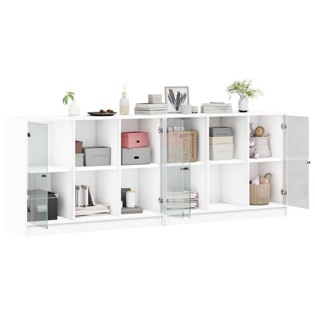 vidaXL Bücherschrank mit Türen Weiß 204x37x75 cm Holzwerkstoff