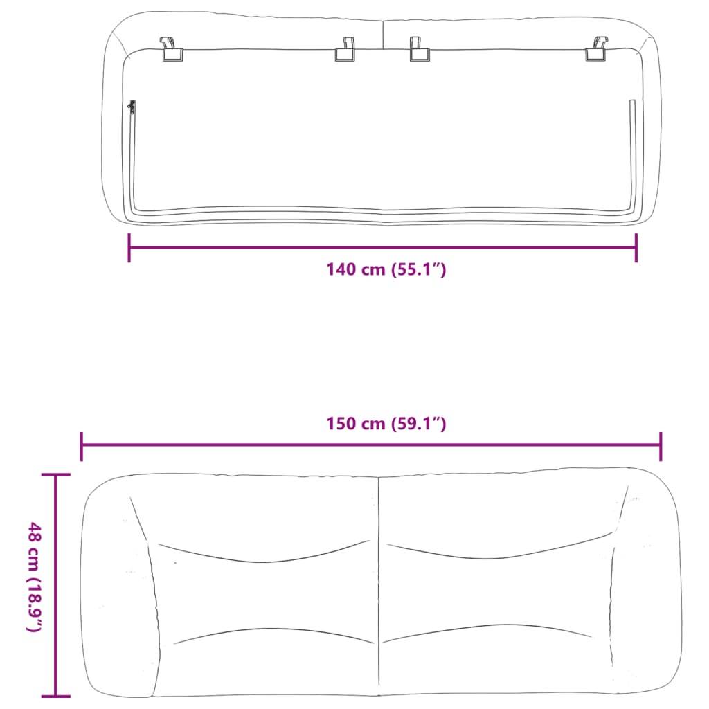 vidaXL Kopfteil-Kissen Schwarz 140 cm Stoff