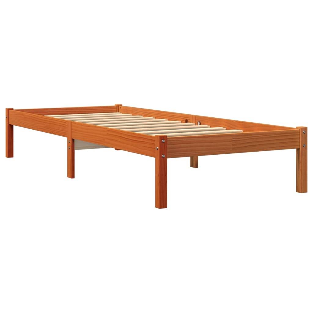 vidaXL Massivholzbett ohne Matratze Wachsbraun 90x190 cm Kiefernholz