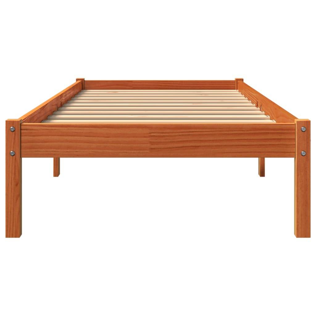 vidaXL Massivholzbett ohne Matratze Wachsbraun 90x190 cm Kiefernholz