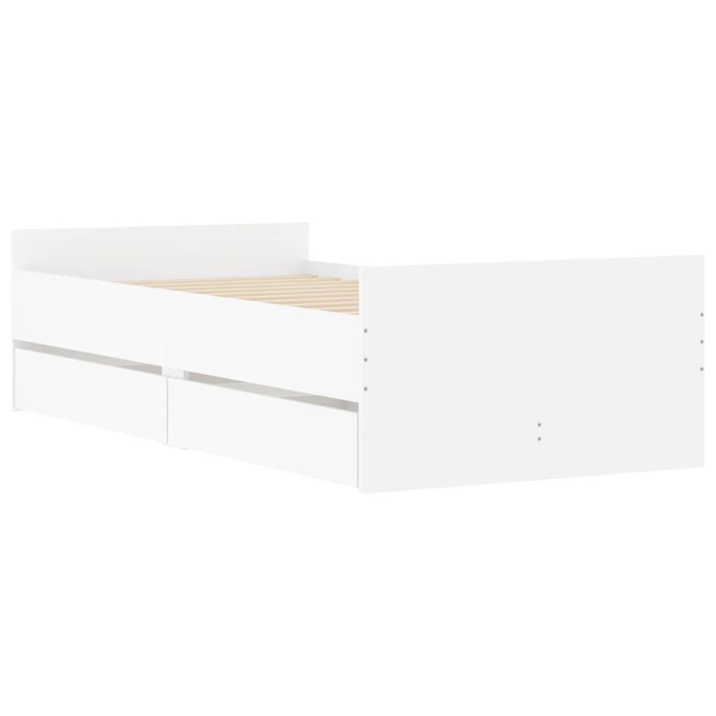 vidaXL Bettgestell mit Schubladen Weiß 90x190 cm