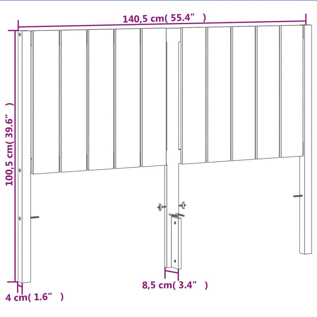 vidaXL Kopfteil Wachsbraun 135 cm Massivholz Kiefer