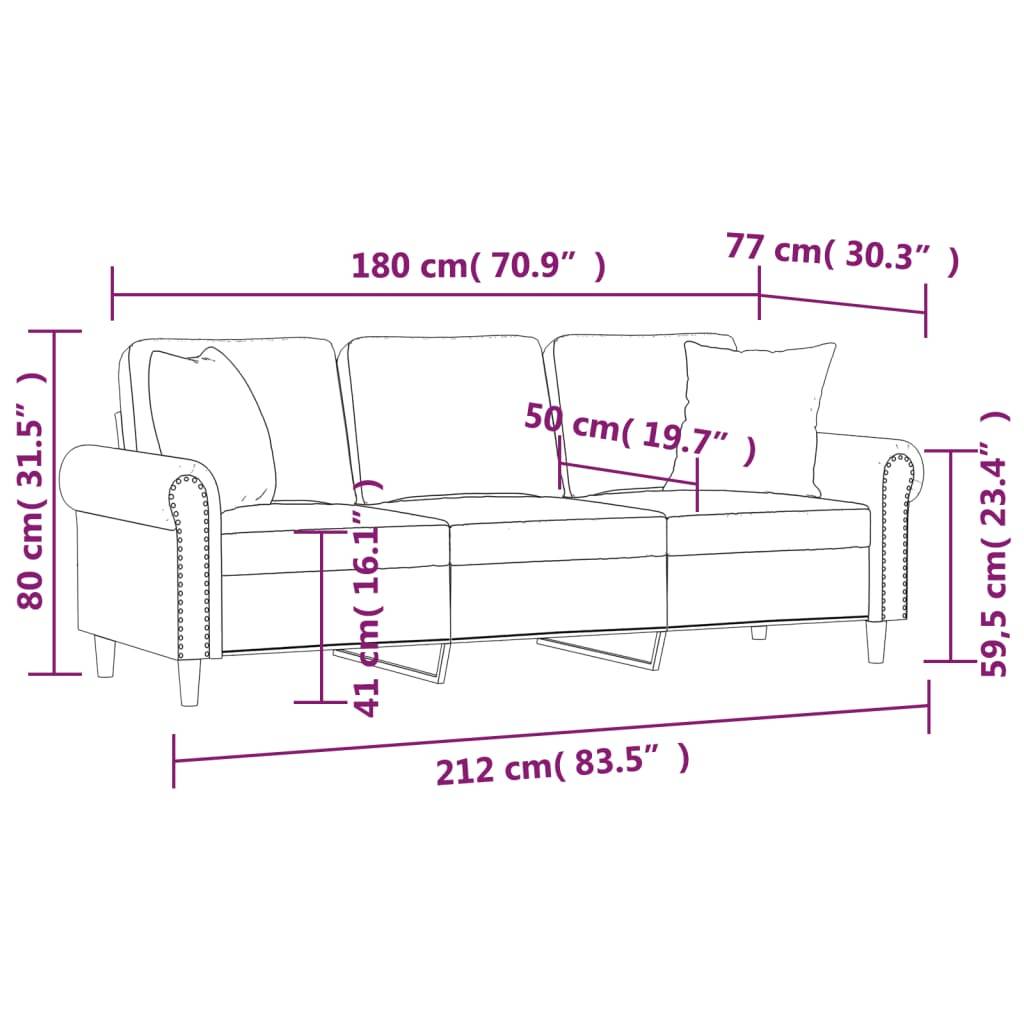 vidaXL 3-Sitzer-Sofa mit Zierkissen Dunkelgrün 180 cm Samt