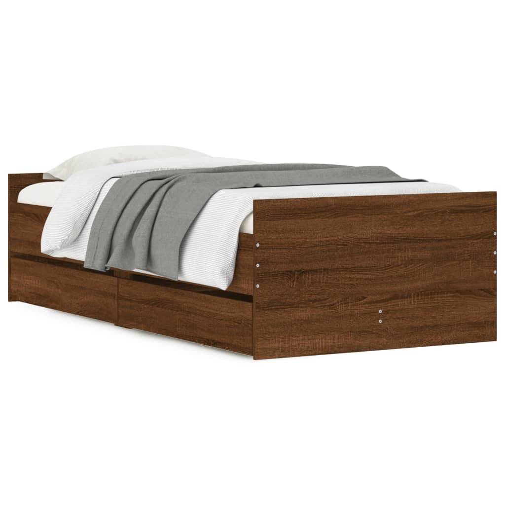 vidaXL Bettgestell mit Schubladen Braun Eichen-Optik 90x190 cm