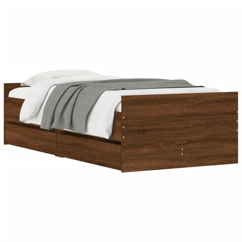 vidaXL Bettgestell mit Schubladen Braun Eichen-Optik 90x190 cm
