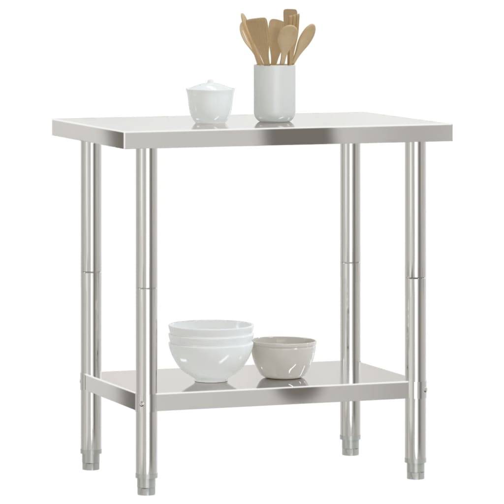 vidaXL Küchen-Arbeitstisch 82,5x55x85 cm Edelstahl