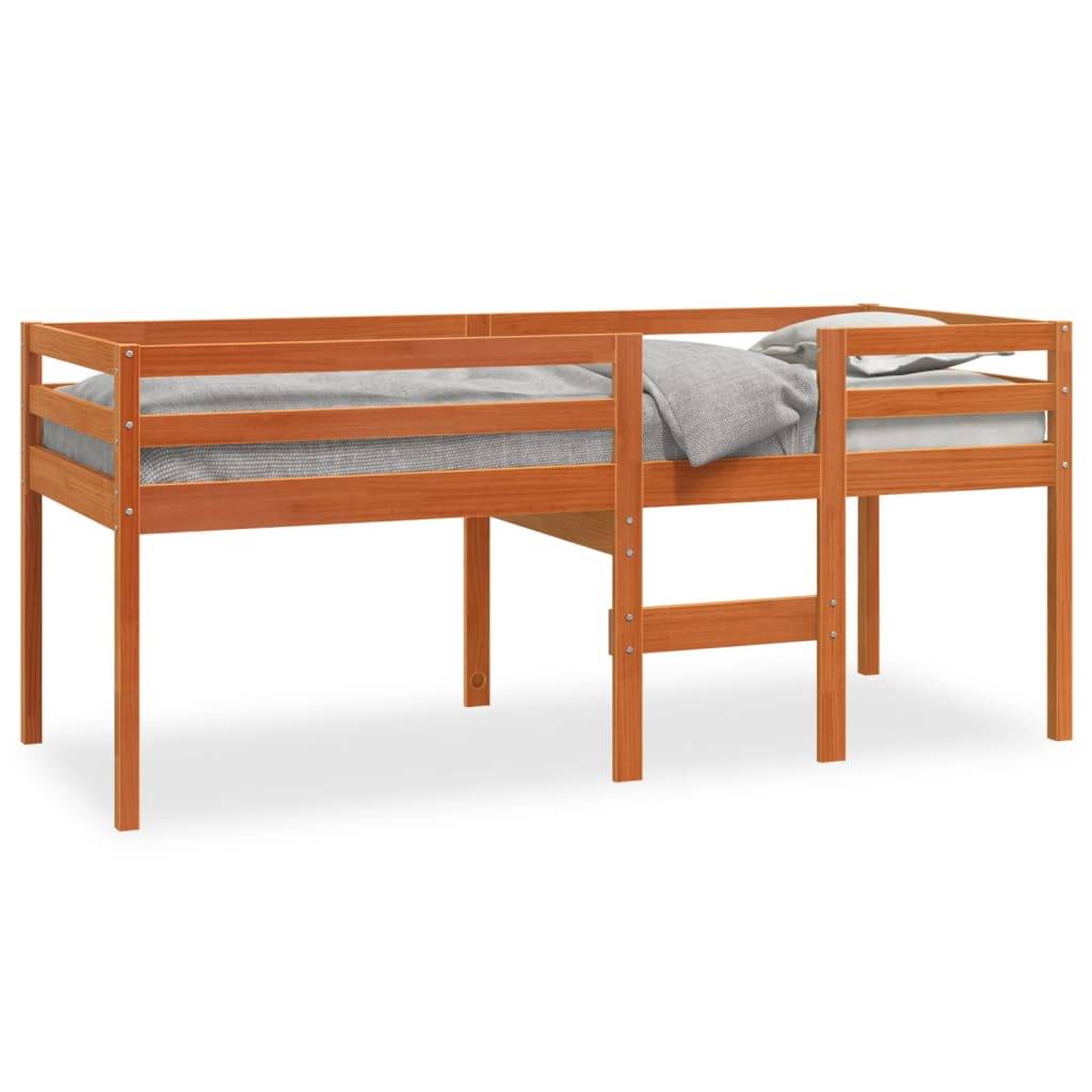vidaXL Hochbett Wachsbraun 90x190 cm Massivholz Kiefer