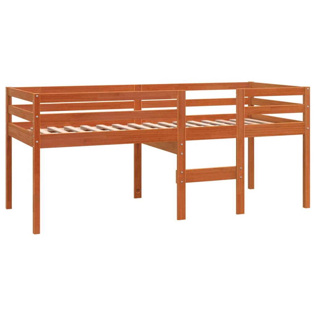 vidaXL Hochbett Wachsbraun 90x190 cm Massivholz Kiefer
