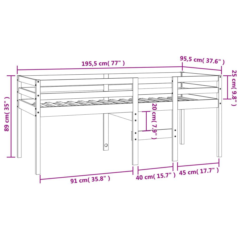 vidaXL Hochbett Wachsbraun 90x190 cm Massivholz Kiefer