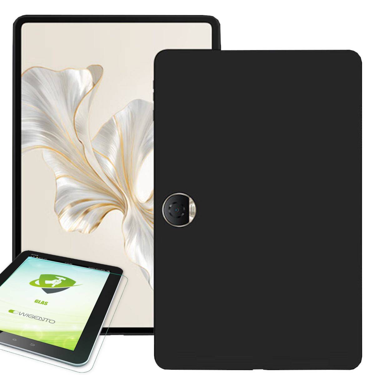 Für Honor Pad 9 12.1 Zoll TPU Silikon Tablet Hülle Schwarz + Hart Glas