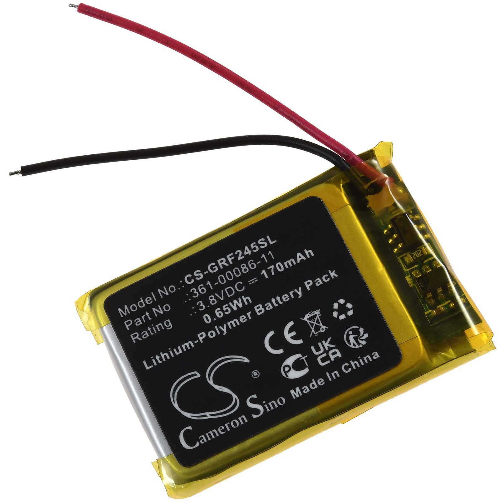 Akku passend für Smartwatch, GPS-Uhr Garmin Forerunner 245, 245 Music, Typ 361-00086-11, 3,8V, Li-Polymer