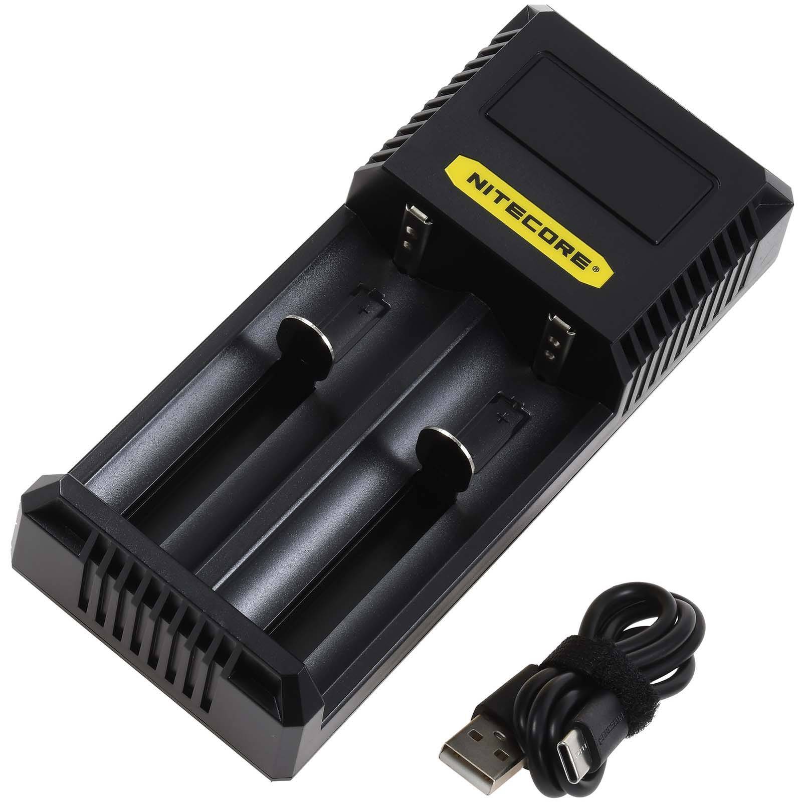 Nitecore USB-C CI2 Ladegerät mit 2 Ladeschächten für Li-Ion-, NiMH- und NiCd Akkus, 5V
