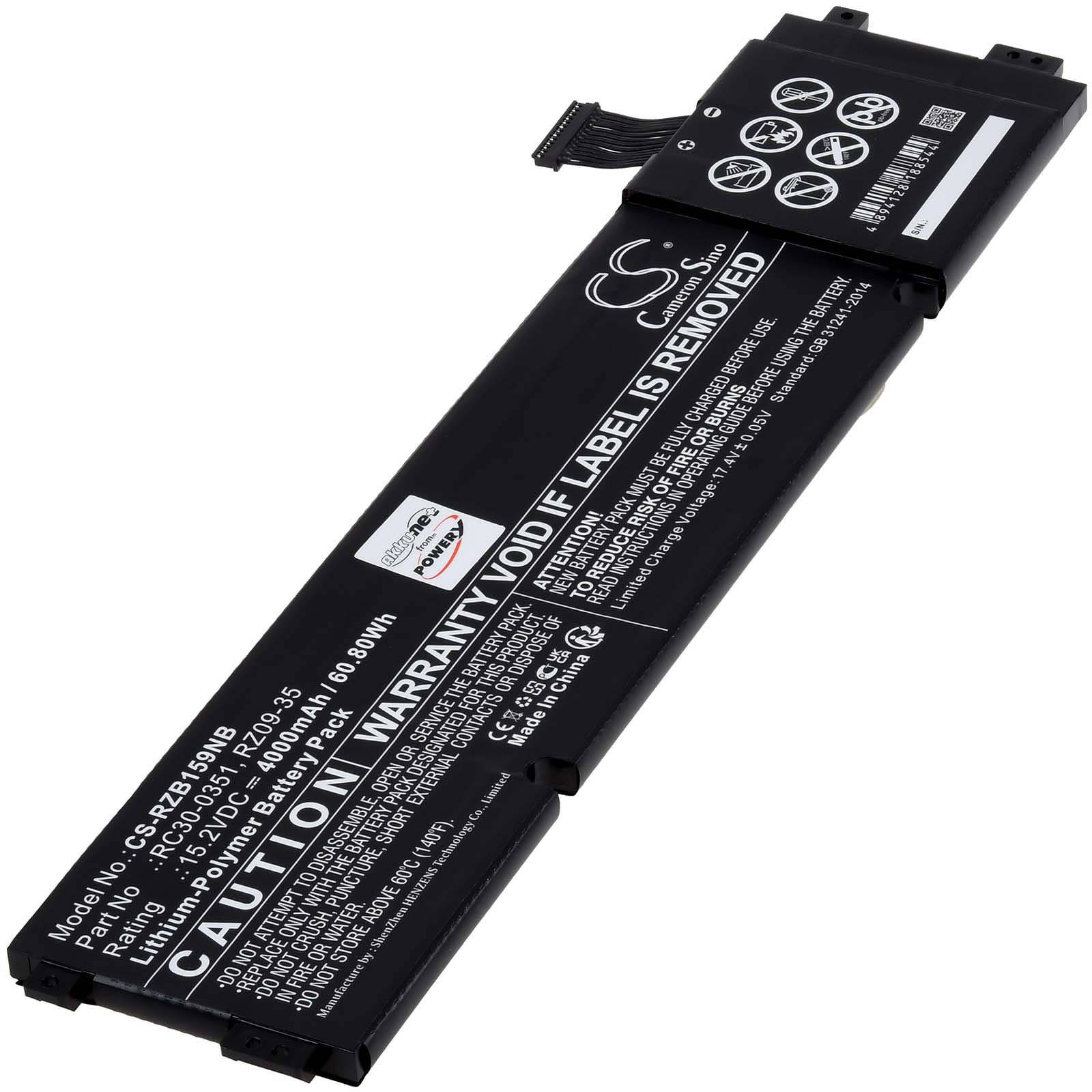 Akku kompatibel mit Razer Typ RZ09-35, 15,2V, Li-Polymer