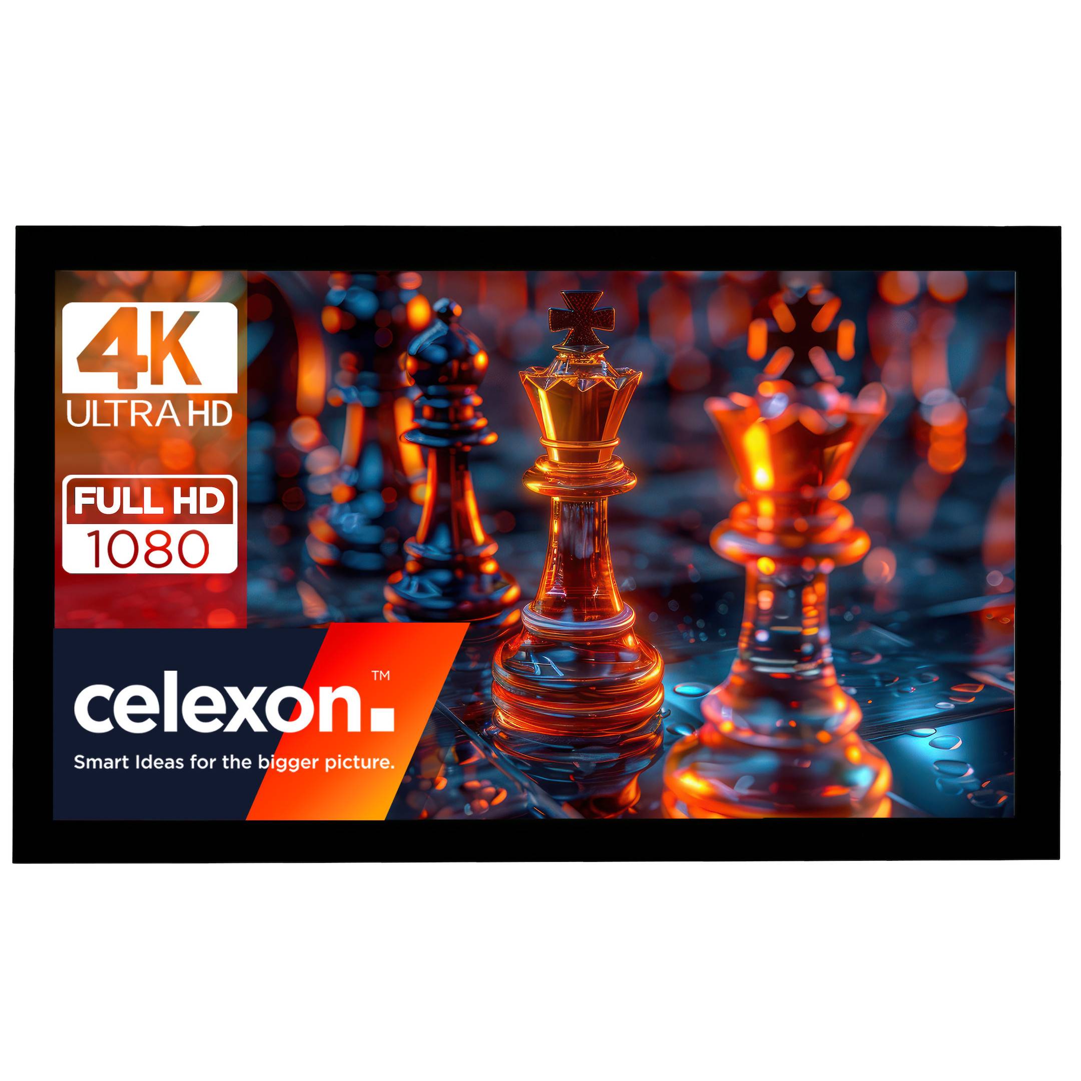 celexon basic 90" Zoll Rahmen-Leinwand 16:9 | 200x113cm | 4K Full HD 3D | für Beamer-Projektionen im Heim-kino & Büro