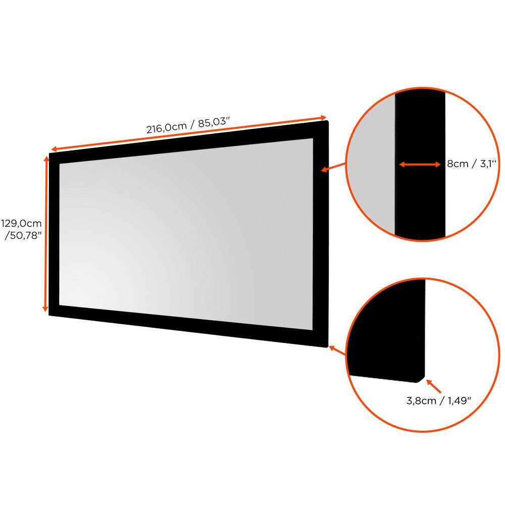 celexon basic 90" Zoll Rahmen-Leinwand 16:9 | 200x113cm | 4K Full HD 3D | für Beamer-Projektionen im Heim-kino & Büro