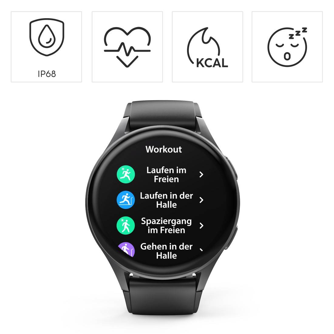 Hama 8900 GPS AMOLED Smartwatch 1,43 Zoll Silikonarmband - Schwarz