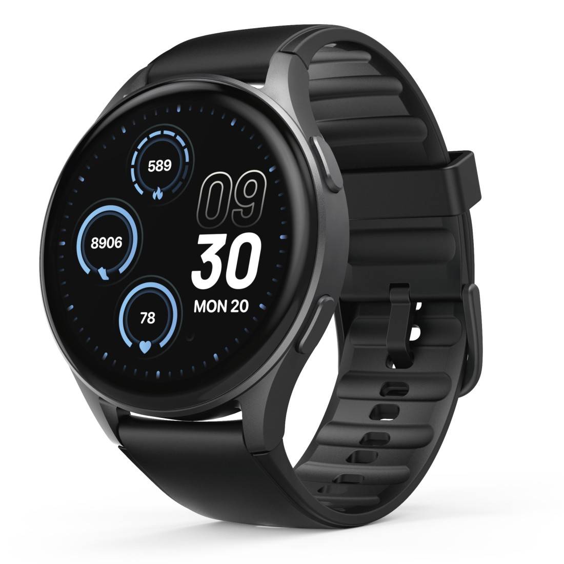 hama 00178611 Smartwatch "8900", GPS, AMOLED 46 mm, Telefonfunktion, Alexa, rund, Schwarz