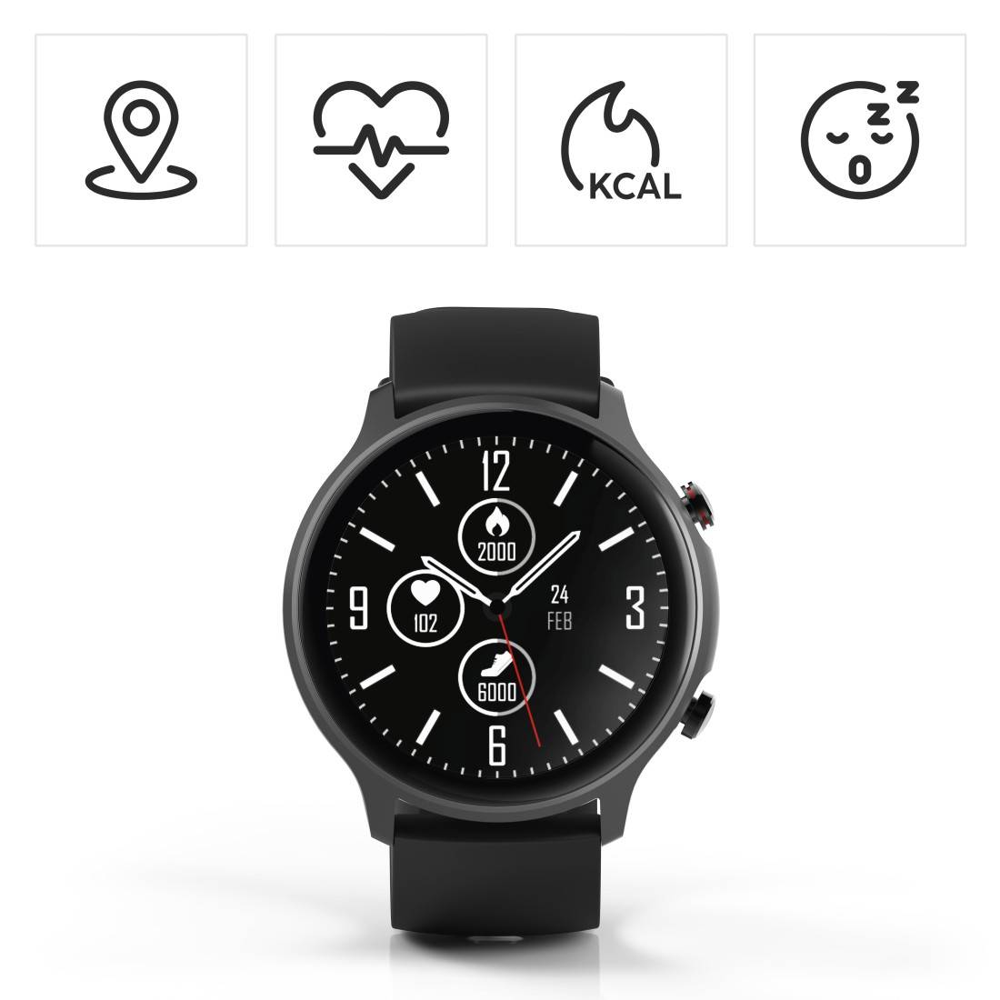 hama 00178610 Smartwatch "Fit Watch 6910", GPS, wasserdicht, Herzfrequenz, Blutsauerstoff