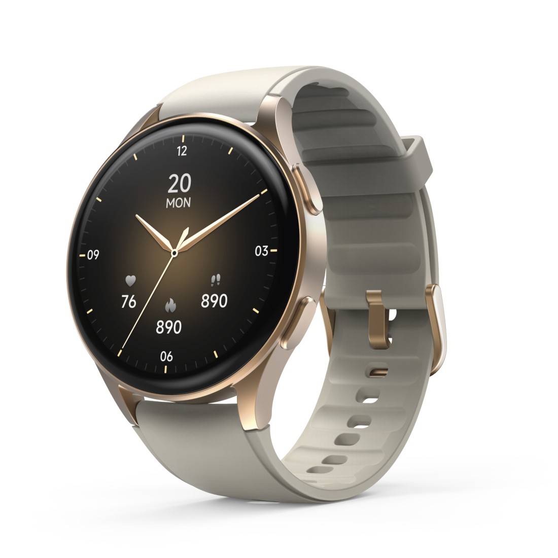Hama 8900 GPS AMOLED Smartwatch 1,32 Zoll beigem Silikonarmband - Gold