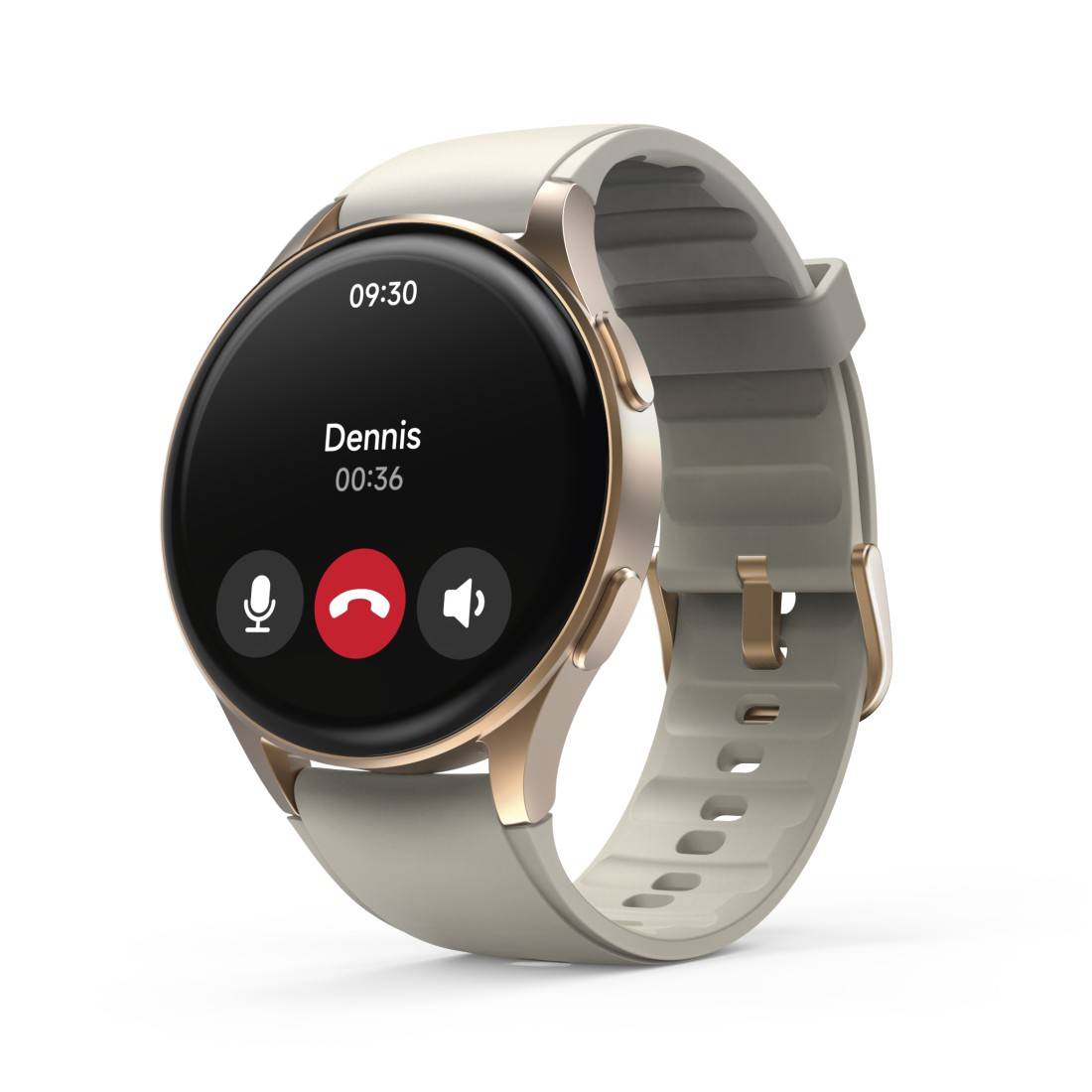 Hama 8900 GPS AMOLED Smartwatch 1,32 Zoll beigem Silikonarmband - Gold