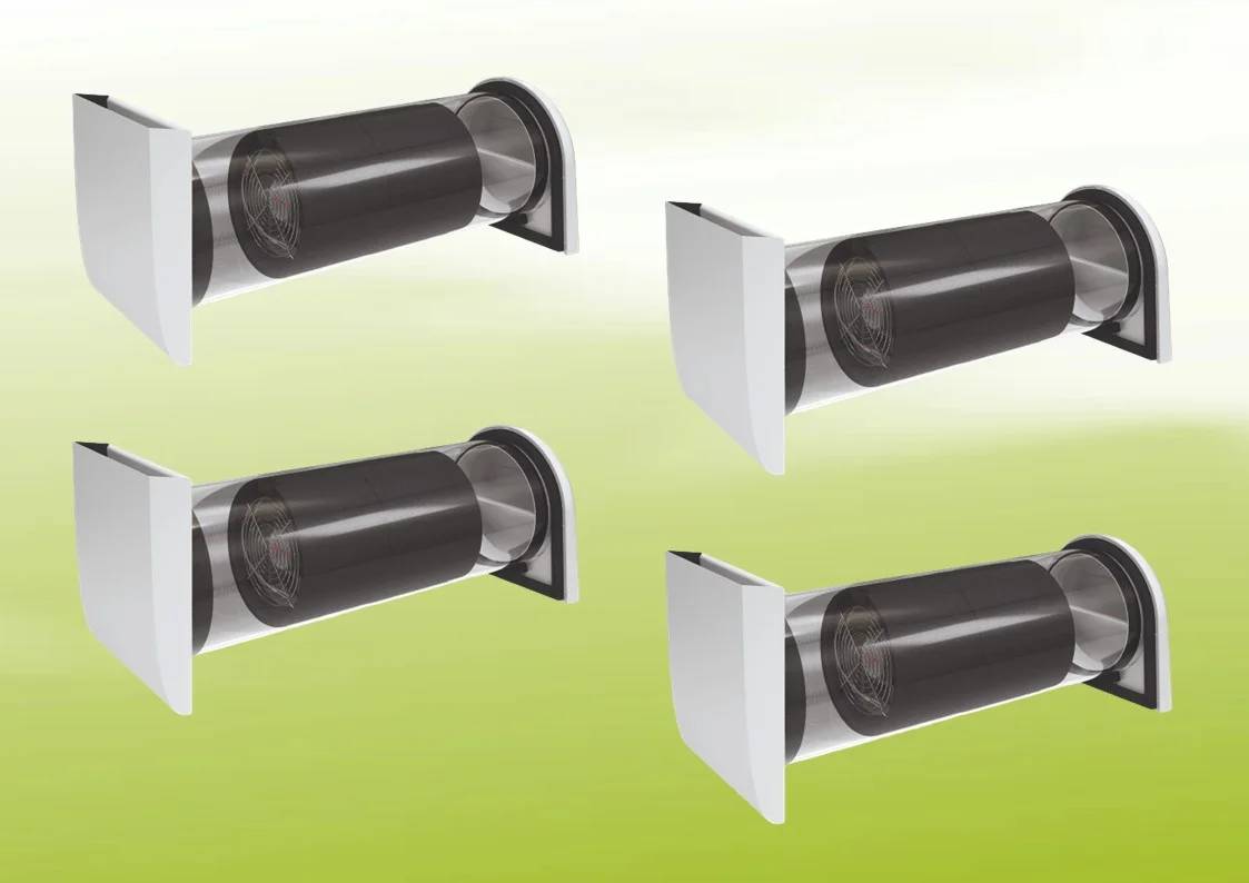 Viessmann Paket Vitovent 050-D Dezentrale Wohnungslueftung, 4x Edelstahl, Wandhülse, Außenblende