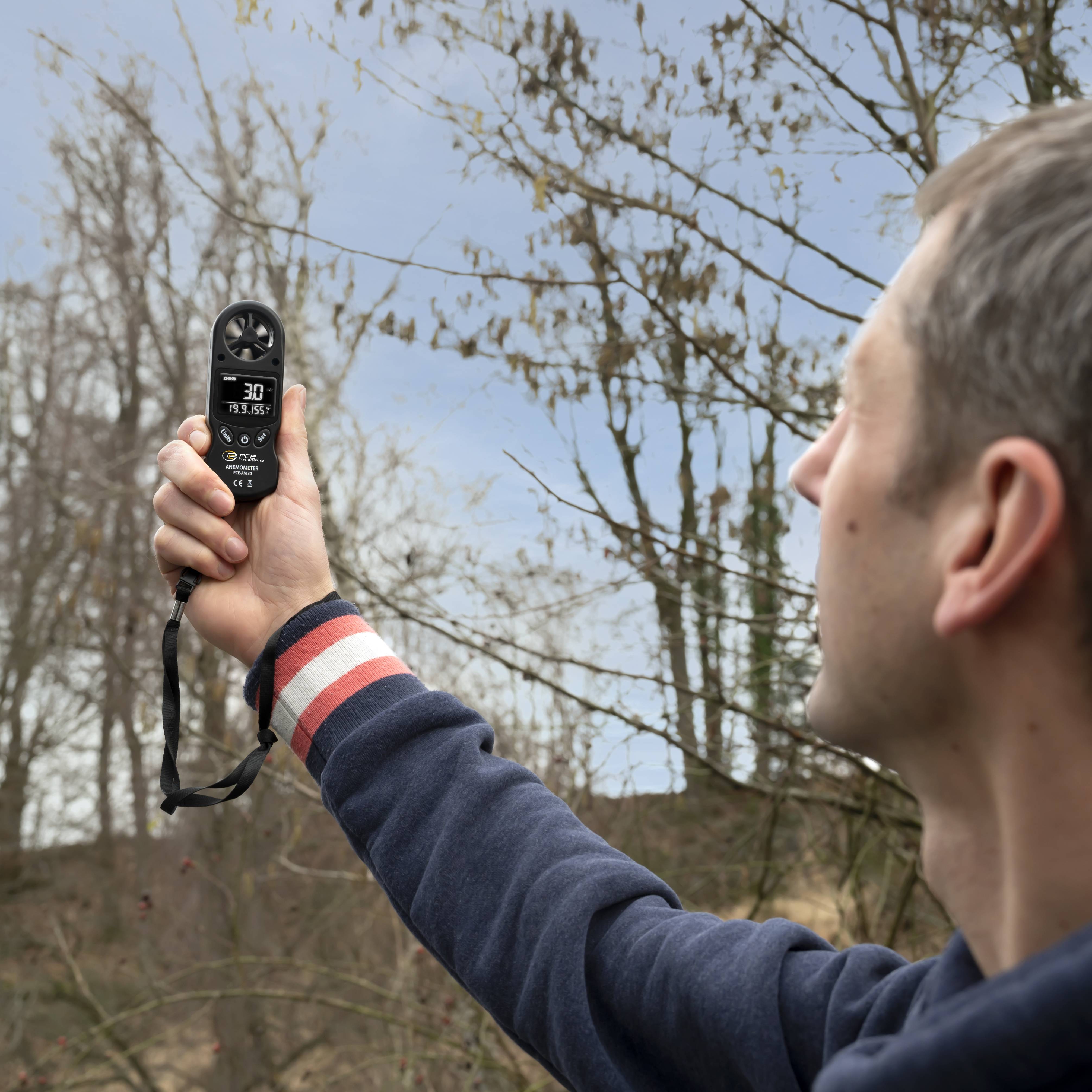 PCE Instruments Anemometer PCE-AM 30 Messbereich 30 m/s |Auflösung 0,1 m/s |Temperatur |Luftfeuchte |km/h kn mph ft/min