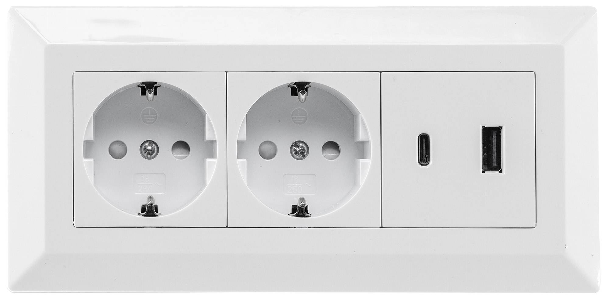 Steckdosenblock 2-fach USB-A &amp; USB-C 23572 Farbe weiß Ausführung Steckdosenblock Zuleitung ohne Länge - m Steckdose 2-fa