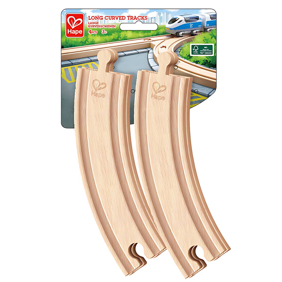 Hape Lange Eisenbahnkurvenschienen, 4 Stück