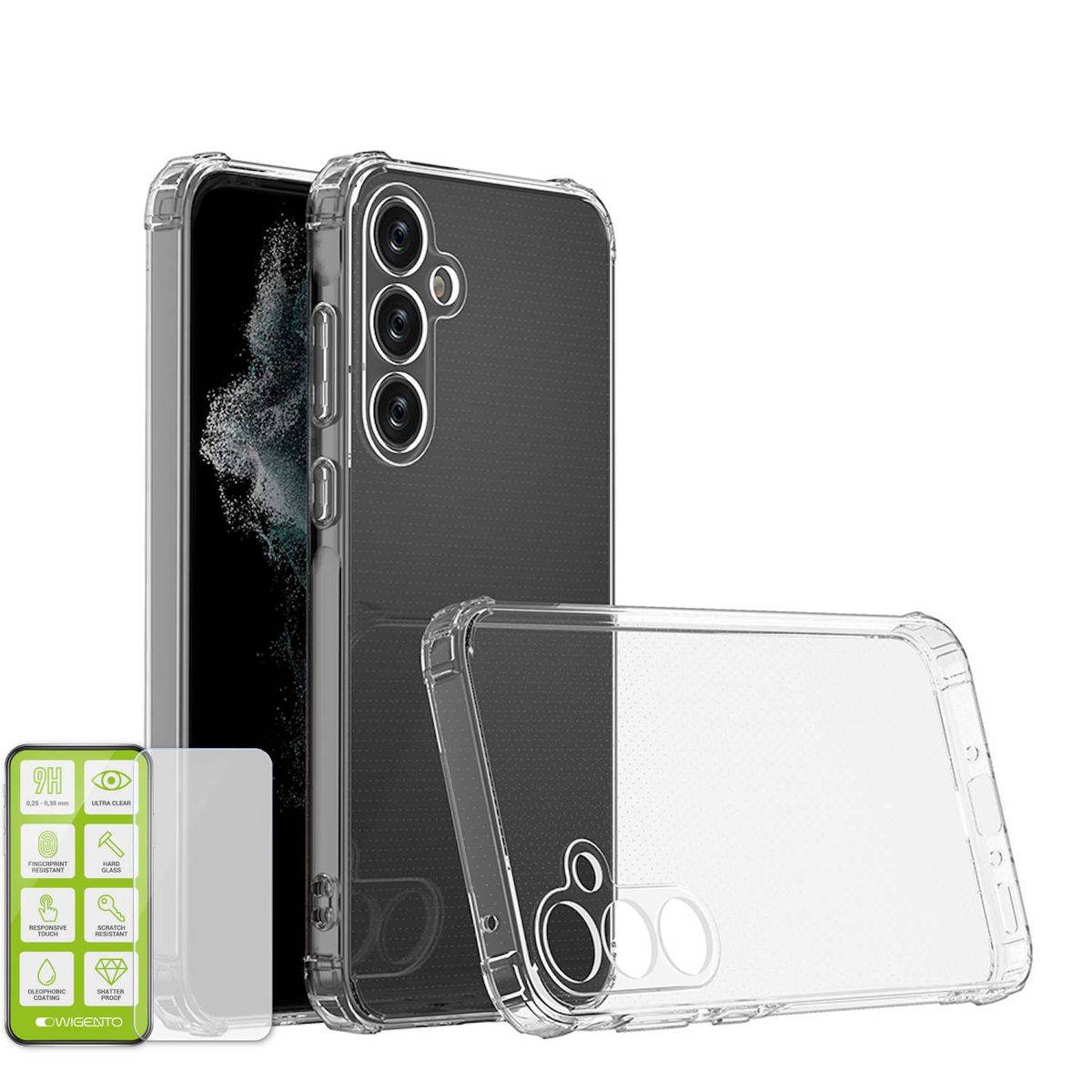 Für Samsung Galaxy A55 Schock TPU Silikon Schutz Hülle + H9 Hart Glas