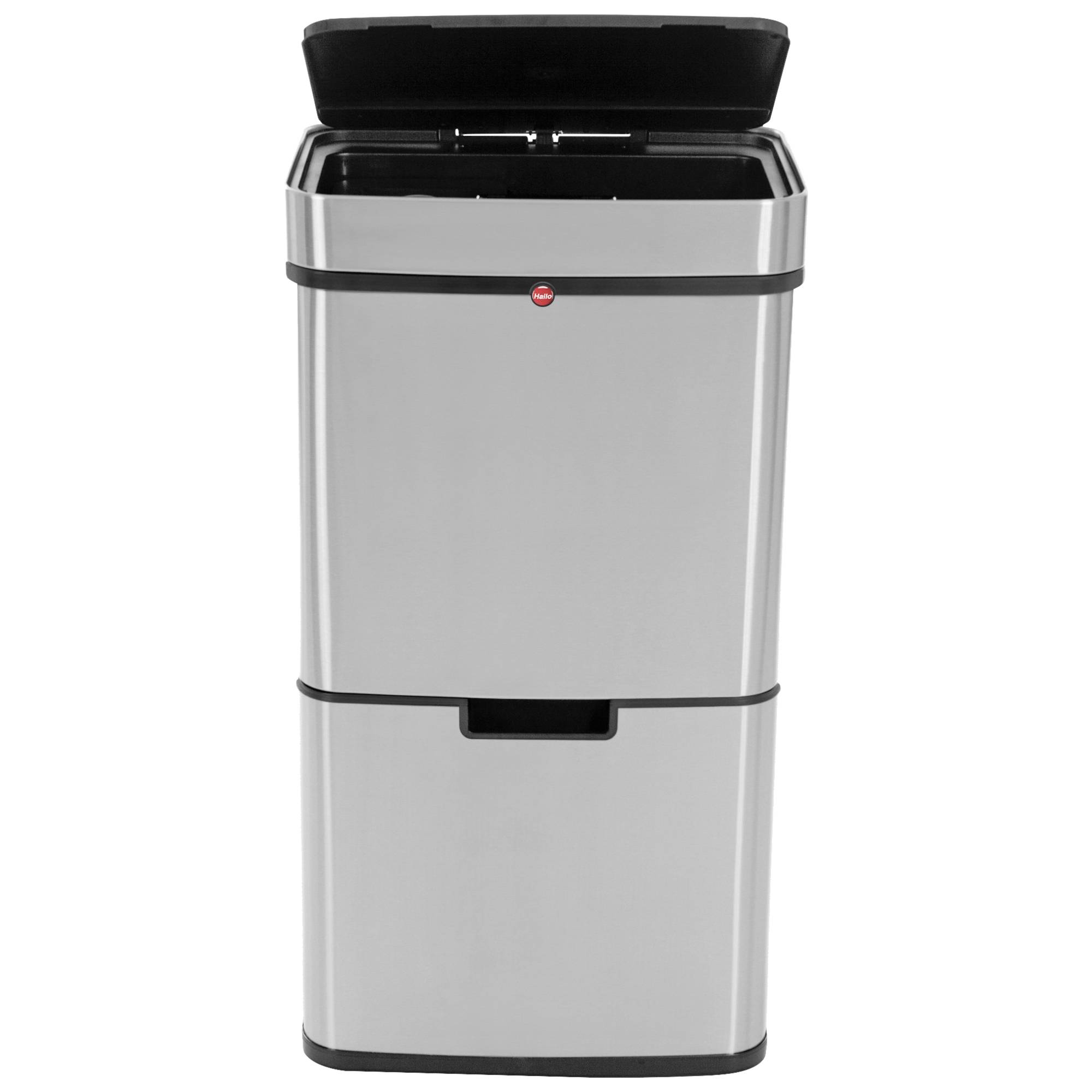 Hailo öko vario XL Mülltrenn-System 50 l Edelstahl (B x H x T) 420 x 785 x 315 mm Silber, Schwarz Anti-Fingerprint 1 St.