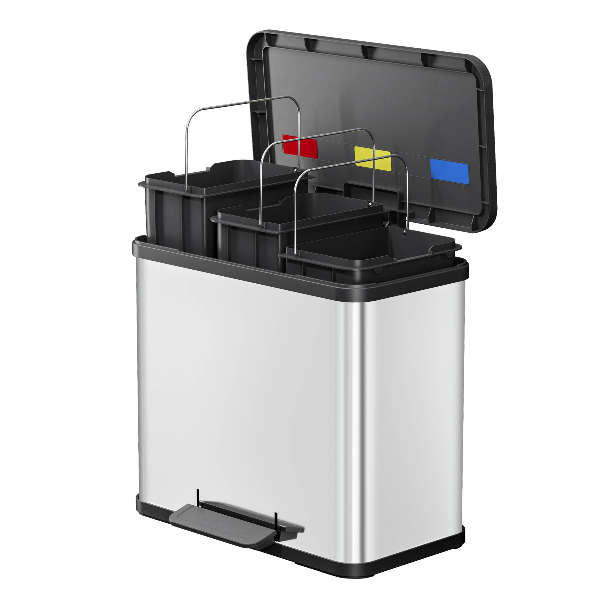 Hailo öko trio plus L 0633-200 Mülleimer 27 l Edelstahl (L x B x H) 34 cm x 470 mm x 430 mm Edelstahl Fuß-Tretmechanik 1 St.